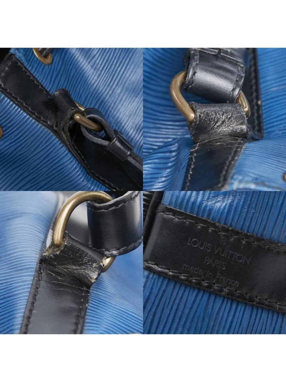 Louis Vuitton Epi Petit Noe Shoulder Bag Toledo Blue Noir Leather